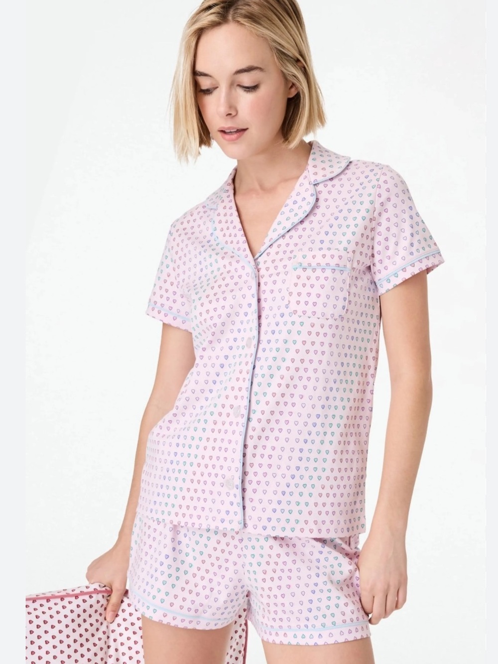Roller Rabbit Lilac Pastel Disco Heart Print Pajama Set size XS